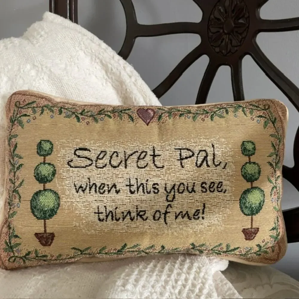 Secret Pal Friendship Tapestry Lumbar Pillow Cottagecore Accent Gift Farmhouse